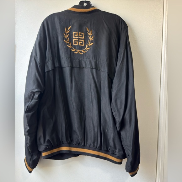 Givenchy Vintage Men’s Black Bomber Jacket with Gold Trim Sz L - Picture 8 of 16